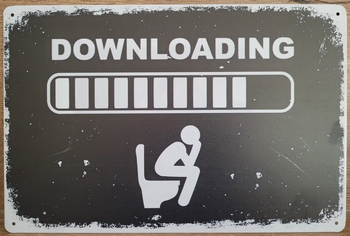 Downloading WC Toilet reclamebord van metaal