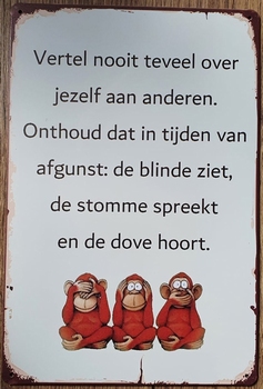 Afgunst de blinde ziet metalen reclamebord