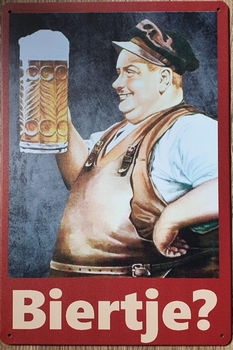 Biertje  Man Bierpul metalen wandbord