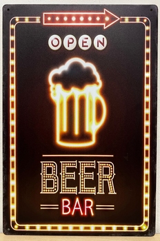Open beer Bar Bierpul neon style metalen reclamebord 3