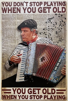 Accordeon you get old metalen reclamebord