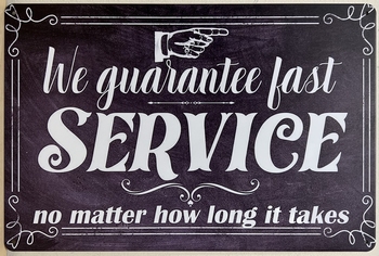 Guarantee Fast Service wandbordvan metaal