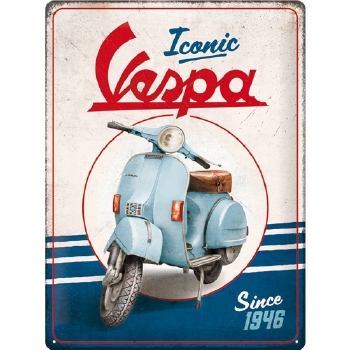 Vespa scooter iconic 1946 metalen reclamebord