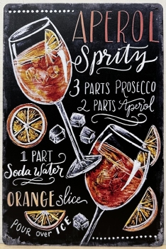 Aperol Spritz Cocktail Reclamebord metaal 30x20