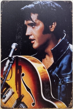 Elvis Presley Bruine gitaar Reclamebord metaal 30x20