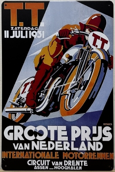 TT Races Assen 1931 wandbord van metaal 30x20 cm