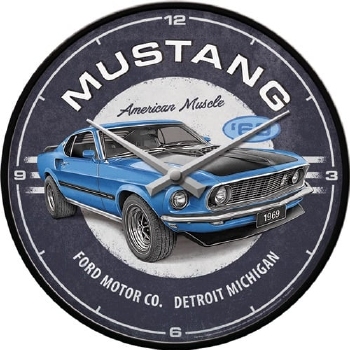 Ford mustang 1969 mach 1 blauw wandklok