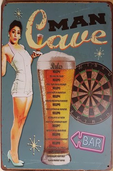 Man cave darts bier rules pinup metalen bord