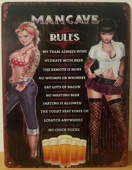 Mancave rules tekst pin up metalen reclamebord