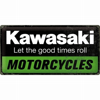 Kawasaki motorcycles metalen reclamebord relief